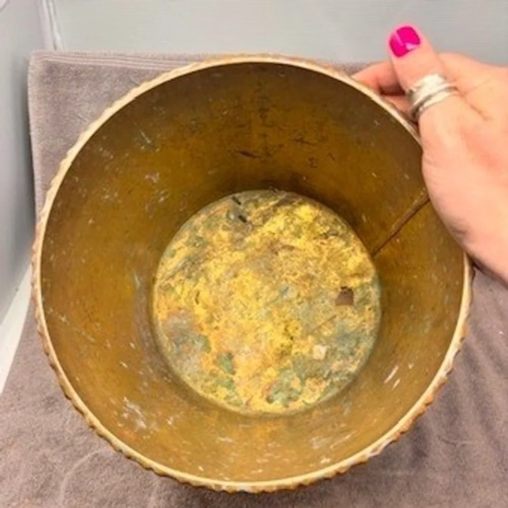 Vintage Brass Wastebasket Trash Can 10